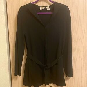 FG Field Gear Women’s Large Solid Black Long Sleeve Belted Cardigan